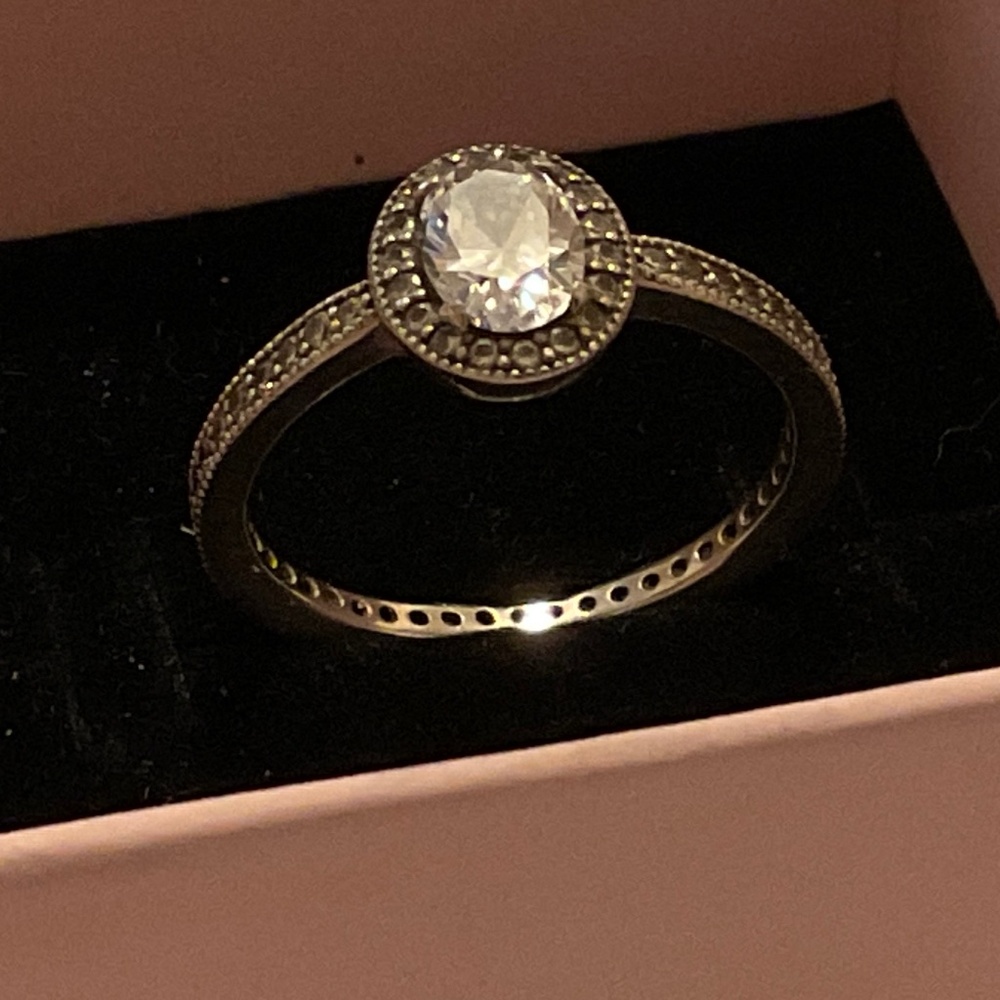 Pandora Silver Ring with Clear Stone